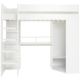 Flair Harper Single High Sleeper Bed with Desk Wardrobe and Storage - White - Wilko - thumbnail 3