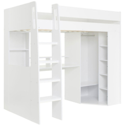 Flair Harper Single High Sleeper Bed with Desk Wardrobe and Storage - White - Wilko - thumbnail 4