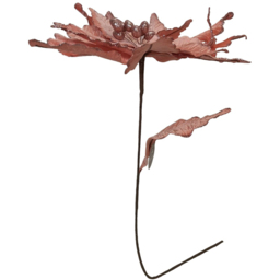 Samuel Alexander Frosted Light Coral Pink Poinsettia Stem Christmas Decoration 68cm - Wilko - thumbnail 4