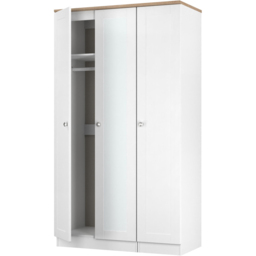 Crowndale Sussex 3 Door White Ash and Bardolino Oak Tall Mirror Wardrobe Ready Assembled - White Ash & Bardolino Oak - Wilko - thumbnail 5