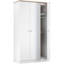 Crowndale Sussex 3 Door White Ash and Bardolino Oak Tall Mirror Wardrobe Ready Assembled - White Ash & Bardolino Oak - Wilko - thumbnail 6