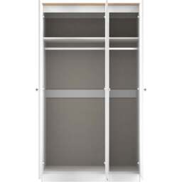 Crowndale Sussex 3 Door White Ash and Bardolino Oak Tall Mirror Wardrobe Ready Assembled - White Ash & Bardolino Oak - Wilko - thumbnail 7