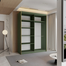 Sliding Wardrobes 4U Pesto 2 Sliding Door Green Modern Wardrobe 150cm - Size: 2 Door - Wilko - thumbnail 4