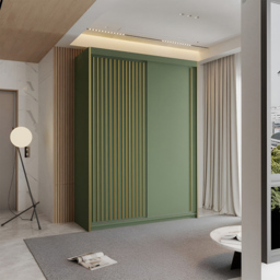 Sliding Wardrobes 4U Pesto 2 Sliding Door Green Modern Wardrobe 150cm - Size: 2 Door - Wilko - thumbnail 5