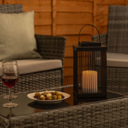 ValueLights Black Dancing Candlelight Outdoor Solar Lantern - Size: 26.5 x 15 x 15cm - Wilko - thumbnail 7