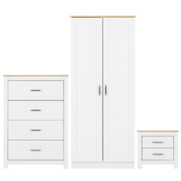 Seconique Portland White and Oak Effect 3 Piece Bedroom Furniture Set - Wilko - thumbnail 3