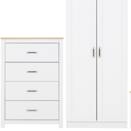 Seconique Portland White and Oak Effect 3 Piece Bedroom Furniture Set - Wilko - thumbnail 4
