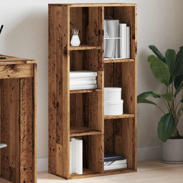 vidaXL 7 Shelf Old Wood Bookcase - Size: 104 x 50 x 25cm - Brown - Wilko - image 1