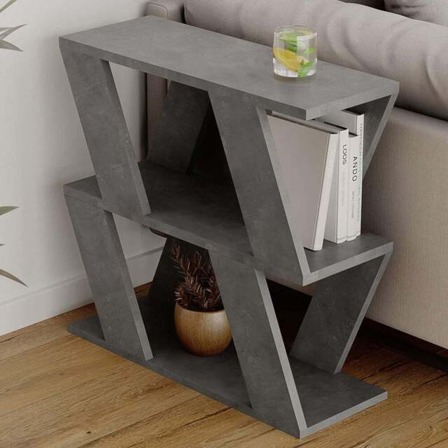 Decortie Lazena 2 Shelf Retro Grey Side Table - Size: 55.4 x 60 x 21.2cm - Wilko - image 1