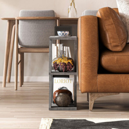 Decortie Lazena 2 Shelf Retro Grey Side Table - Size: 55.4 x 60 x 21.2cm - Wilko - thumbnail 7