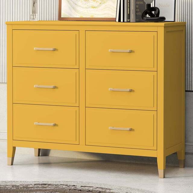 Palazzi 6 Drawer Mustard Chest of Drawers - Yellow - Wilko - image 1