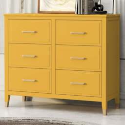 Palazzi 6 Drawer Mustard Chest of Drawers - Yellow - Wilko - thumbnail 1