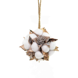Shatchi Handmade Cotton Ball and Pine Cone Christmas Decoration 12cm - Size: 120 x 120 x 120cm - White - Wilko - thumbnail 3