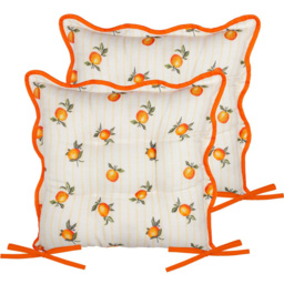 Furn Fruits Yellow Oranges Stripe Seat Pad 40 x 40cm 2 Pack - Wilko - thumbnail 1
