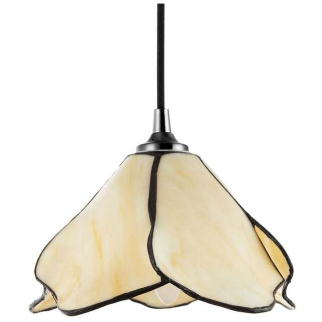 Happy Homewares Amber Cream Glass Floral Petal Pendant Lighting Shade - Size: 11 x 20 x 20cm - Wilko - image 1