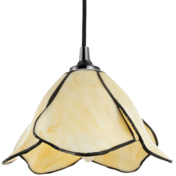 Happy Homewares Amber Cream Glass Floral Petal Pendant Lighting Shade - Size: 11 x 20 x 20cm - Wilko - thumbnail 4