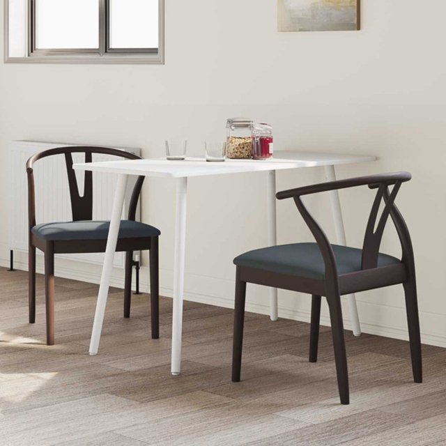 vidaXL Set of 2 Light Brown and Black Rubberwood Curved Vintage Dining Chairs - Wilko - image 1