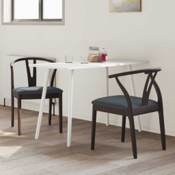 vidaXL Set of 2 Light Brown and Black Rubberwood Curved Vintage Dining Chairs - Wilko - thumbnail 1
