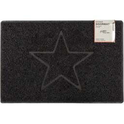 Oseasons Black Star Embossed Doormat 75 x 44cm - Wilko