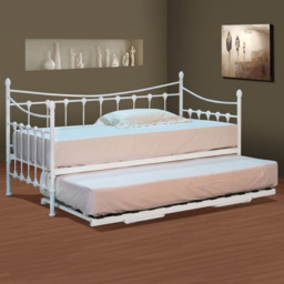 Brooklyn Ornate Single Sleeper White Metal Day Bed with Trundle - Wilko - thumbnail 1