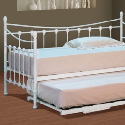 Brooklyn Ornate Single Sleeper White Metal Day Bed with Trundle - Wilko - thumbnail 3
