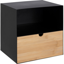 Florence Joliet Single Drawer Single Shelf Black and Bamboo Wall Mounted Bedside Table - Furniture To Go - Wilko - thumbnail 3
