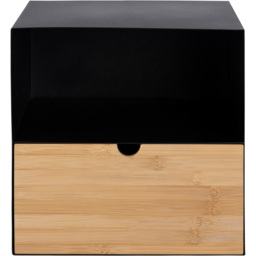 Florence Joliet Single Drawer Single Shelf Black and Bamboo Wall Mounted Bedside Table - Furniture To Go - Wilko - thumbnail 4
