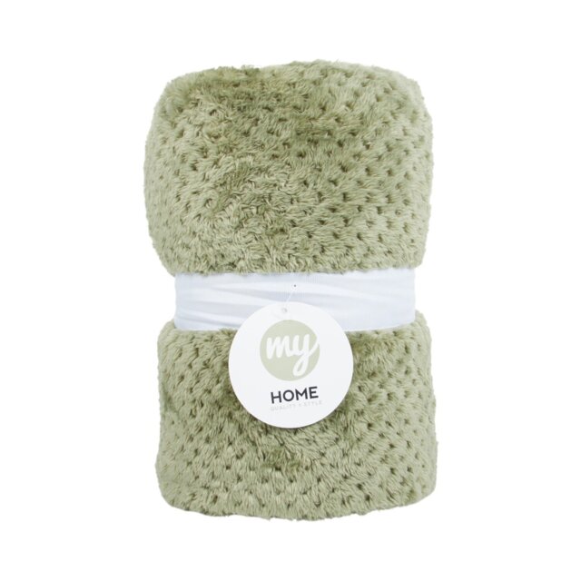 Waffle Soft Fleece Throw Sage - My - Wilko - image 1