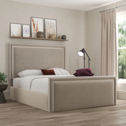 DS Living Verona Double Bistra Beige Piping Bed Frame - Cream - Wilko - thumbnail 4