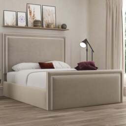 DS Living Verona Double Bistra Beige Piping Bed Frame - Cream - Wilko - thumbnail 1