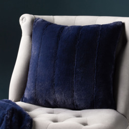 Paoletti Empress Navy Faux Fur Cushion - Size: 45 x 45 cm - Blue - Wilko - thumbnail 3