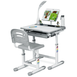 Costway Grey Height Adjustable Kids Desk and Chair Set with Lamp - Size: 74 x 58 x 26cm - Wilko - thumbnail 4