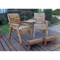 Charles Taylor 2 Seater Angled Deluxe Lounger Set with Grey Cushions - Wilko - thumbnail 3