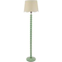 ValueLights Bobbins Linen Scallop White Trim Shade Sage Green LED Floor Lamp - Wilko