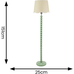 ValueLights Bobbins Linen Scallop White Trim Shade Sage Green LED Floor Lamp - Wilko - thumbnail 7