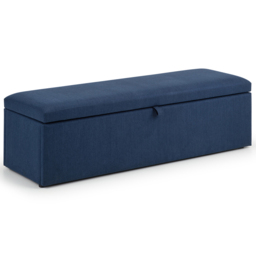Julian Bowen Sorrento Blue Linen Blanket Box - Size: 45 x 140 x 41cm - Wilko - thumbnail 3