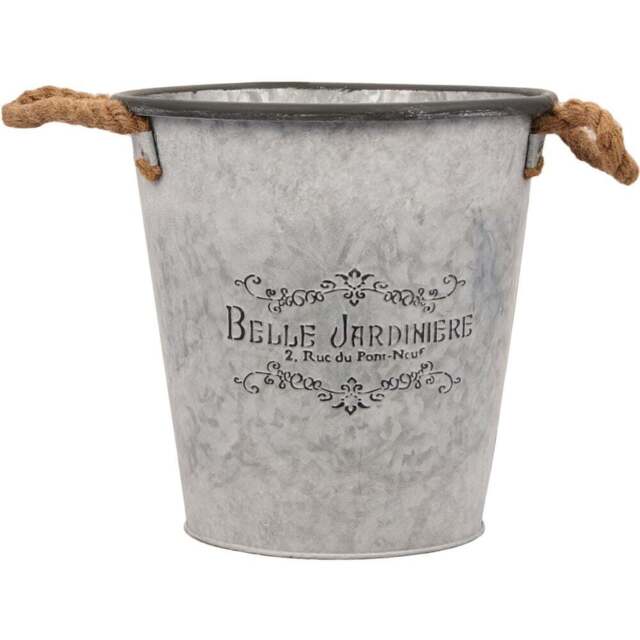 Belle Jardiniere Grey Zinc Indoor Planter 33.5cm - Size: 26 x 33.5 x 26 - Wilko