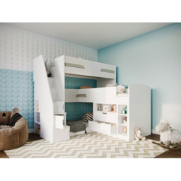 Flair Oscar Triple Sleeper White Staircase Bunk Bed - Size: Single - Wilko - thumbnail 6