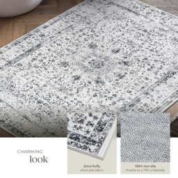 tectake Aliya Washable Rug 230 x 160cm - Size: 0.6 x 160 x 230cm - Grey - Wilko - thumbnail 7