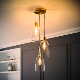 ValueLights Kira Glass Dome 3 Drop Cluster Brushed Gold LED Ceiling Pendant Light - Size: 126 x 20.5 x 20.5cm - Wilko - thumbnail 7