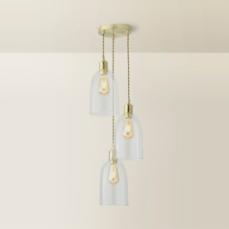 ValueLights Kira Glass Dome 3 Drop Cluster Brushed Gold LED Ceiling Pendant Light - Size: 126 x 20.5 x 20.5cm - Wilko - thumbnail 6