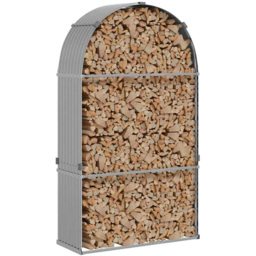 vidaXL Grey Galvanised Steel Firewood Log Holder 210 x 120 x 45cm - Wilko - thumbnail 3