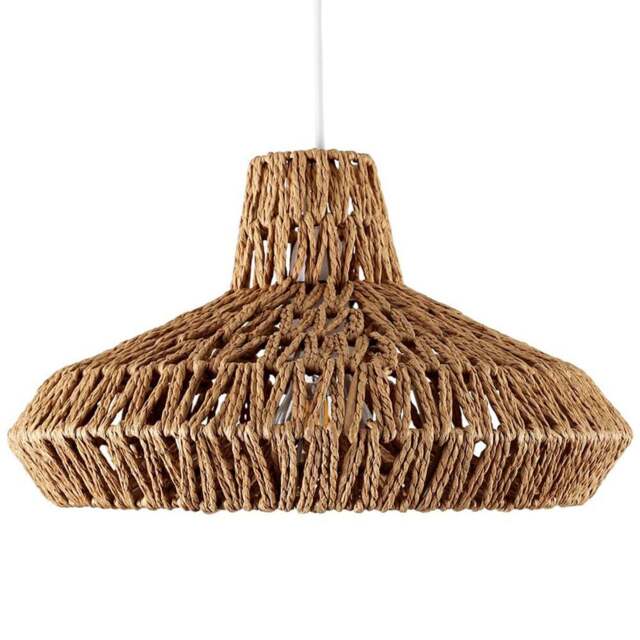 ValueLights Hamilton Natural Woven Easy Fit Pendant Lamp Shade - Size: 20 x 35 x 35cm - Brown - Wilko - image 1
