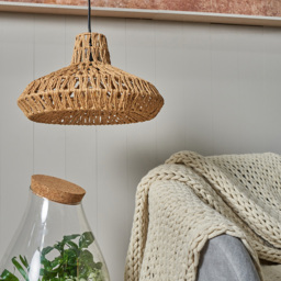 ValueLights Hamilton Natural Woven Easy Fit Pendant Lamp Shade - Size: 20 x 35 x 35cm - Brown - Wilko - thumbnail 3