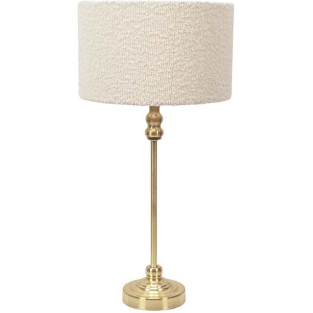 ValueLights Maggie Cream Boucle and Gold Drum Shade Candlestick LED Table Lamp - Size: 50 x 25 x 25cm - Wilko - image 1