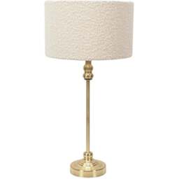 ValueLights Maggie Cream Boucle and Gold Drum Shade Candlestick LED Table Lamp - Size: 50 x 25 x 25cm - Wilko