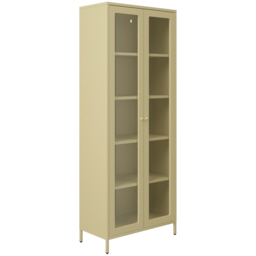 LPD Home Mase 2 Door Beige Glass Display Cabinet - Size: 180 x 70 x 35cm - Cream - Wilko - thumbnail 4