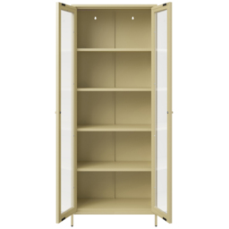 LPD Home Mase 2 Door Beige Glass Display Cabinet - Size: 180 x 70 x 35cm - Cream - Wilko - thumbnail 5