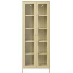 LPD Home Mase 2 Door Beige Glass Display Cabinet - Size: 180 x 70 x 35cm - Cream - Wilko - thumbnail 3