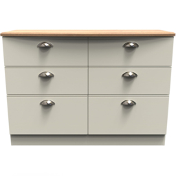 Crowndale Victoria 6 Drawer Cream Ash and Oak Wide Midi Chest of Drawer - Wilko - thumbnail 3